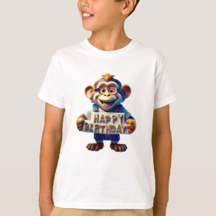 Cartoon Happy Birthday A cute monkey Illustration T-Shirt