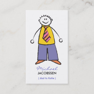 Cartoon Happy Family Father Of Girl Calling Card