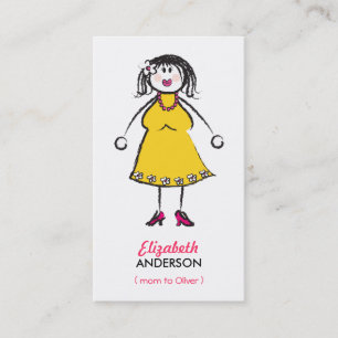 Cartoon Happy Family Mommy Of Boy Calling Card