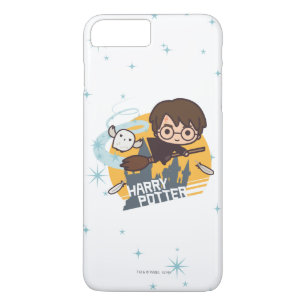 Cartoon Harry and Hedwig Flying Past Hogwarts Case-Mate iPhone Case