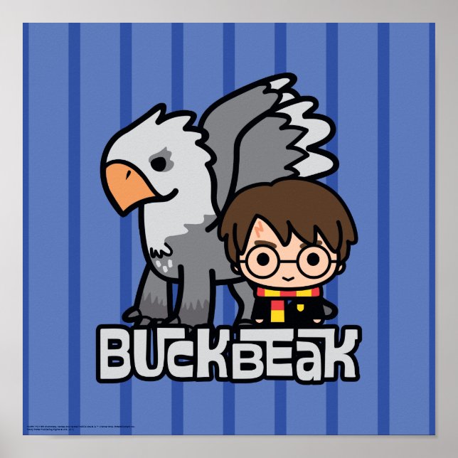 Cartoon Harry Potter and Buckbeak Poster (Front)
