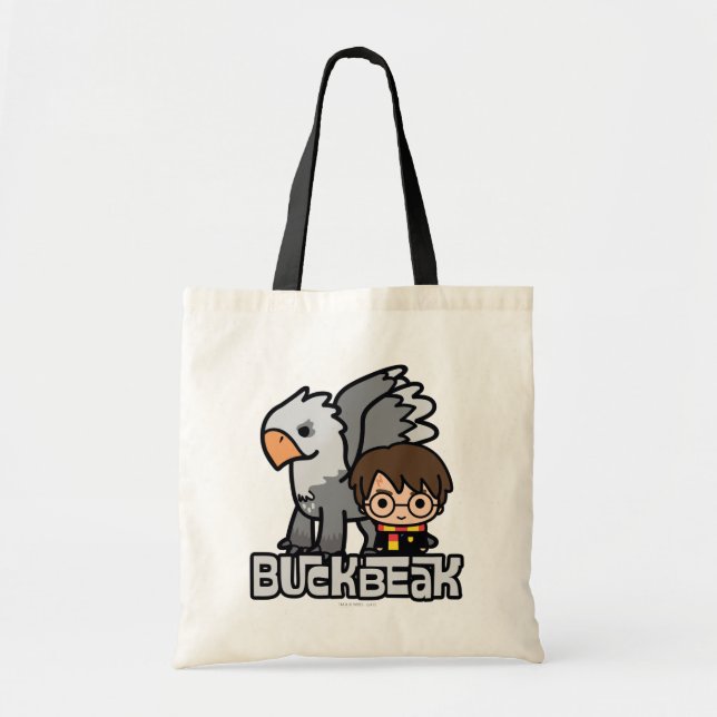 Cartoon Harry Potter and Buckbeak Tote Bag (Front)