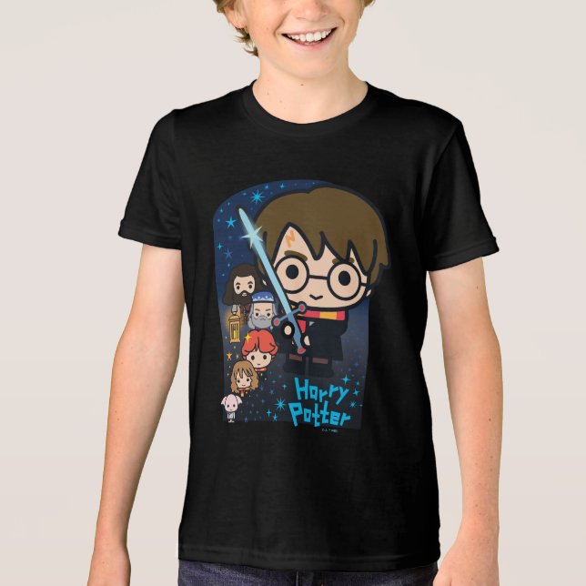 Cartoon Harry Potter Chamber of Secrets Graphic Tri-Blend Shirt (Front)