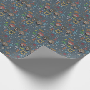 Cartoon Harry Potter Cross-Stitch Collage Wrapping Paper