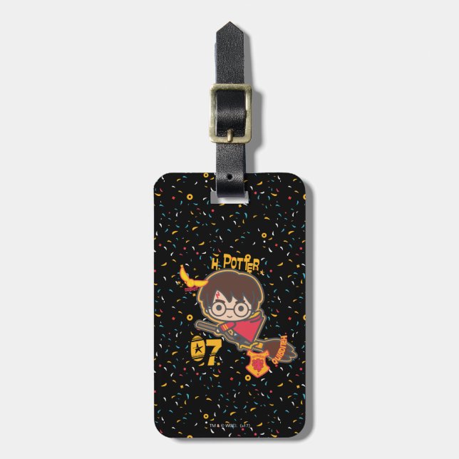 Cartoon Harry Potter Quidditch Seeker Luggage Tag (Front Vertical)