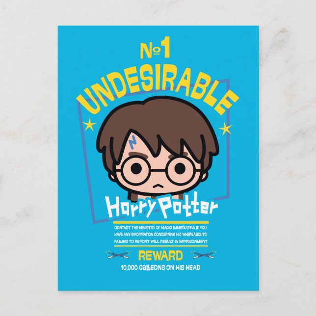 Cartoon Harry Potter Wanted Poster Graphic Postcard (Front)