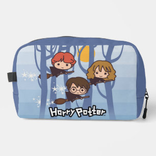 Cartoon Harry, Ron, & Hermione Flying In Woods Dopp Kit