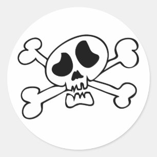 Cartoon head skull classic round sticker
