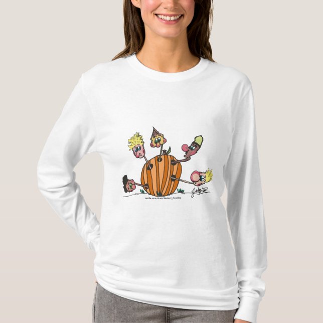 Cartoon Heads coming out of a pumpkin T-Shirt (Front)