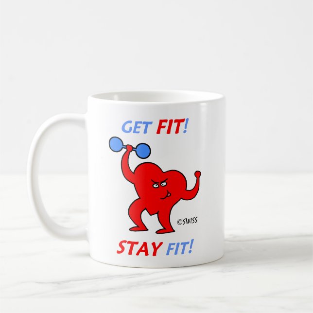 Cartoon Heart Fitness Trainer Aerobics Instructor Coffee Mug (Left)