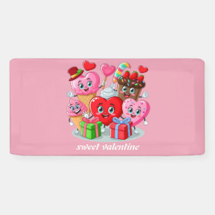Cartoon Heart & Sweet friends valentine's day Banner
