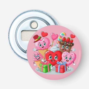 Cartoon Heart & Sweet friends valentine's day Bottle Opener