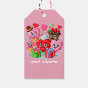 Cartoon Heart & Sweet friends valentine's day Gift Tags
