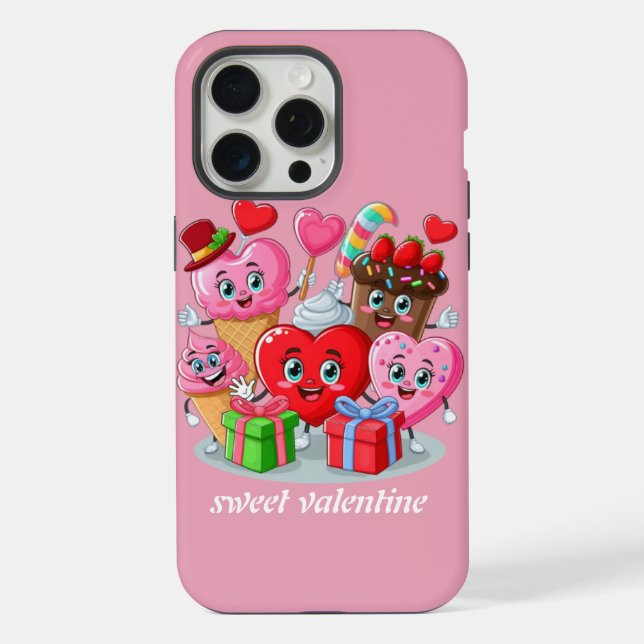 Cartoon Heart & Sweet friends valentine's day iPhone Case (Back)