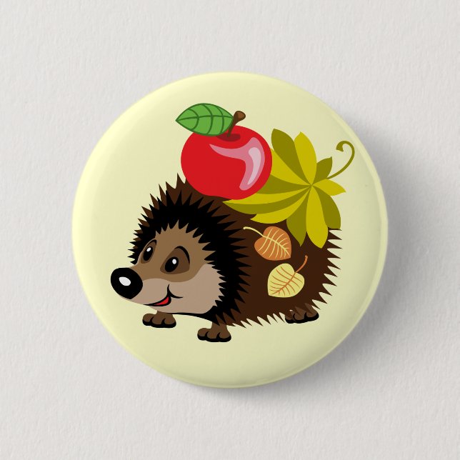 cartoon hedgehog 6 cm round badge (Front)