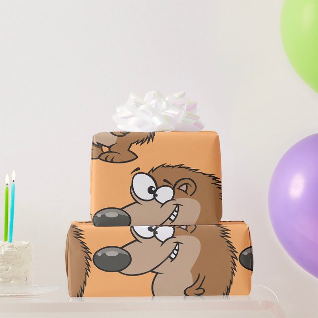 Cartoon Hedgehog Brown Animal Wrapping Paper (Creator Uploaded)