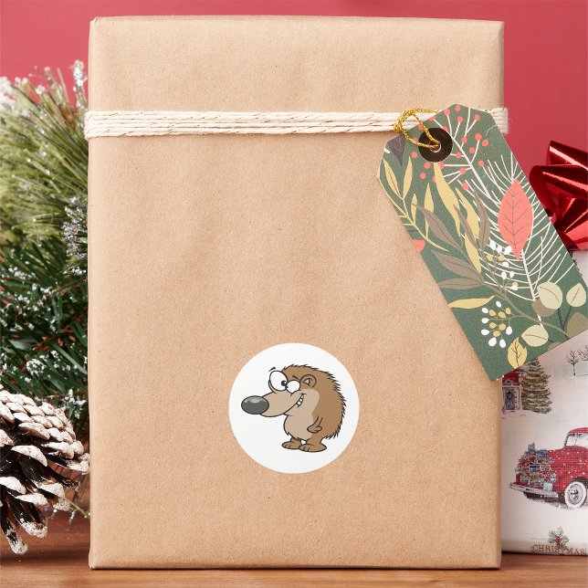 Cartoon Hedgehog Classic Round Sticker (Creator Uploaded)