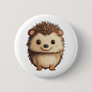 Cartoon hedgehog illustration 6 cm round badge