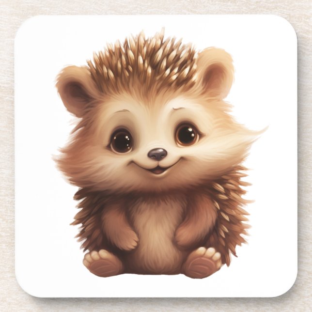 Cartoon hedgehog illustration coaster (Front)