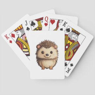 Cartoon hedgehog illustration playing cards