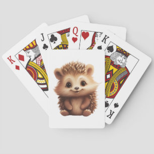 Cartoon hedgehog illustration playing cards