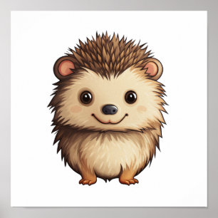 Cartoon hedgehog illustration poster