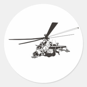 Cartoon Helicopter "Hind" Classic Round Sticker