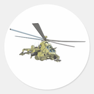 Cartoon Helicopter "Hind" Classic Round Sticker