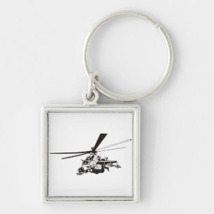 Cartoon Helicopter "Hind" Key Ring
