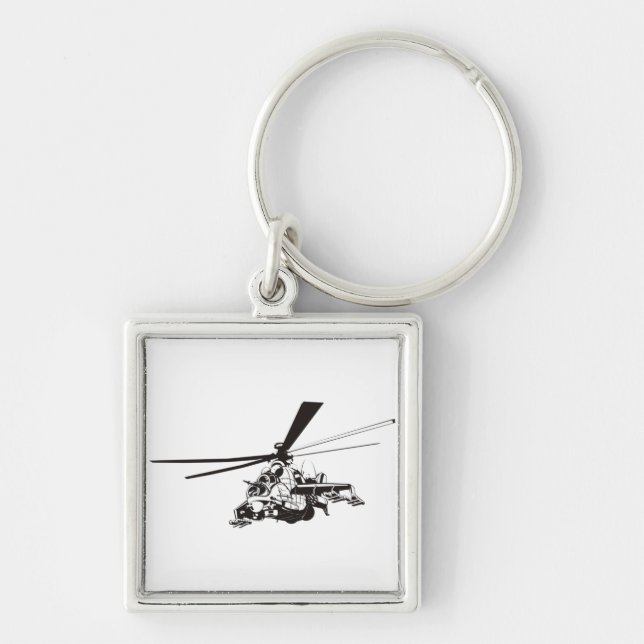 Cartoon Helicopter "Hind" Key Ring (Front)