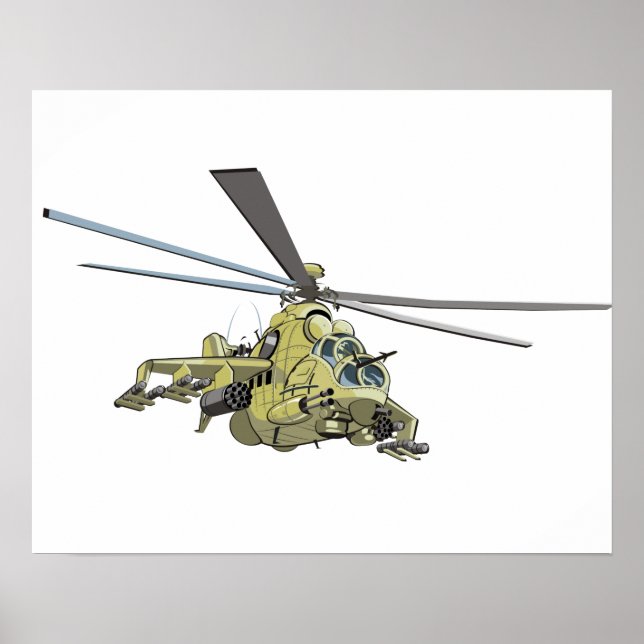 Cartoon Helicopter "Hind" Poster (Front)