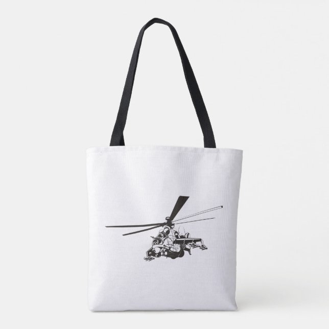 Cartoon Helicopter "Hind" Tote Bag (Back)