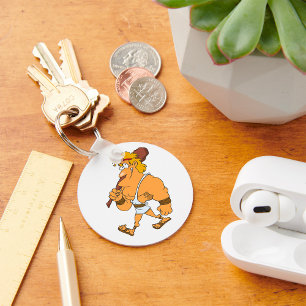 Cartoon Hercules Greek Mythology Hero with Club Key Ring