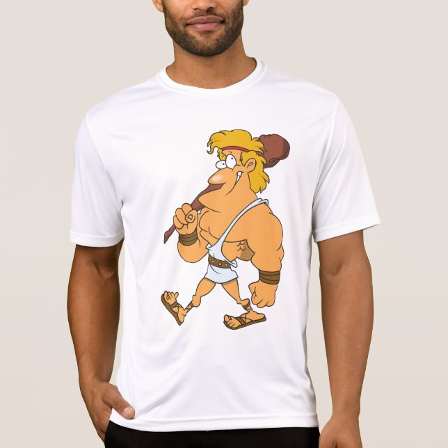 Cartoon Hercules Greek Mythology Hero with Club T-Shirt (Front)