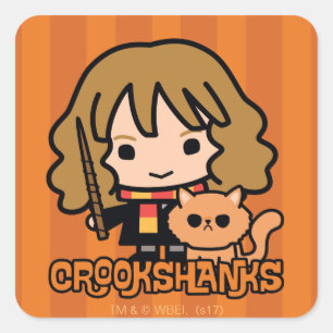 Cartoon Hermione and Crookshanks Square Sticker