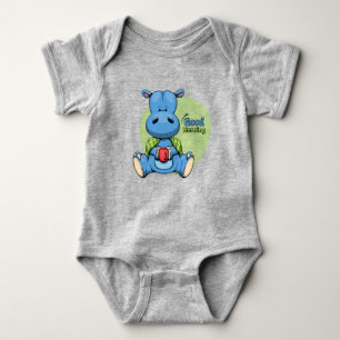 Cartoon Hippo Baby Bodysuit