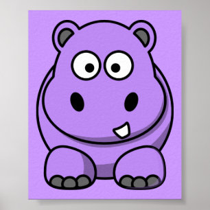 cartoon-hippo cute adorable friendly purple poster