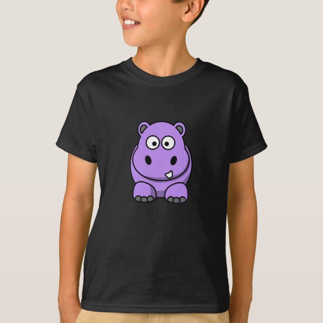 cartoon-hippo cute adorable friendly purple T-Shirt (Front)