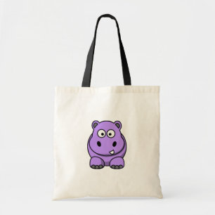 cartoon-hippo cute adorable friendly purple tote bag