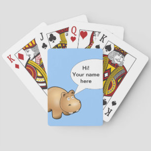 Cartoon hippo fully customisable playing cards