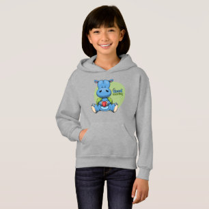 Cartoon Hippo   Kids Pullover Hoodie