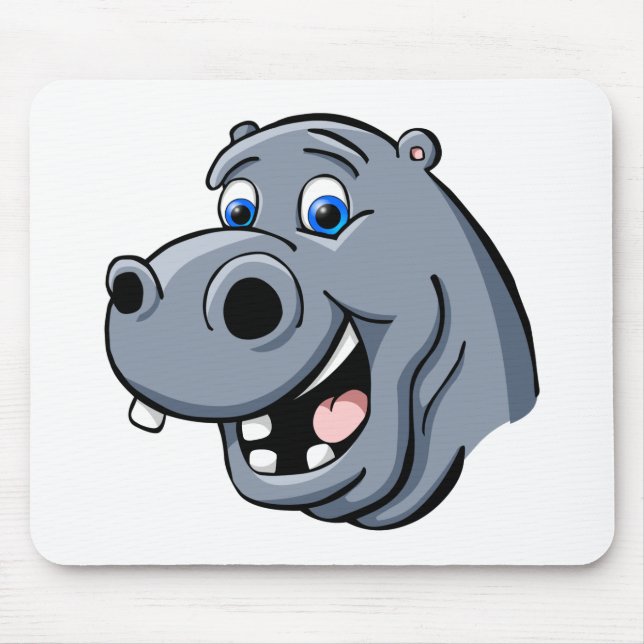 Cartoon Hippo Mouse Pad (Front)