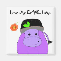 Cartoon Hippo with Saying
