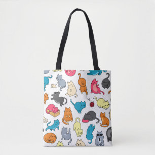 Cartoon Hipster Cats Tote Bag