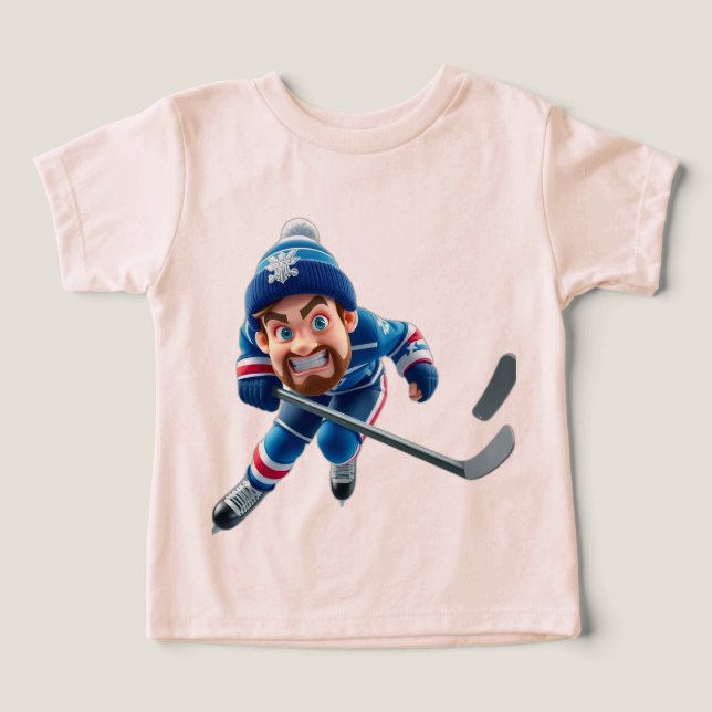 Cartoon Hockey Player Skating with Intense Express (Design Front)