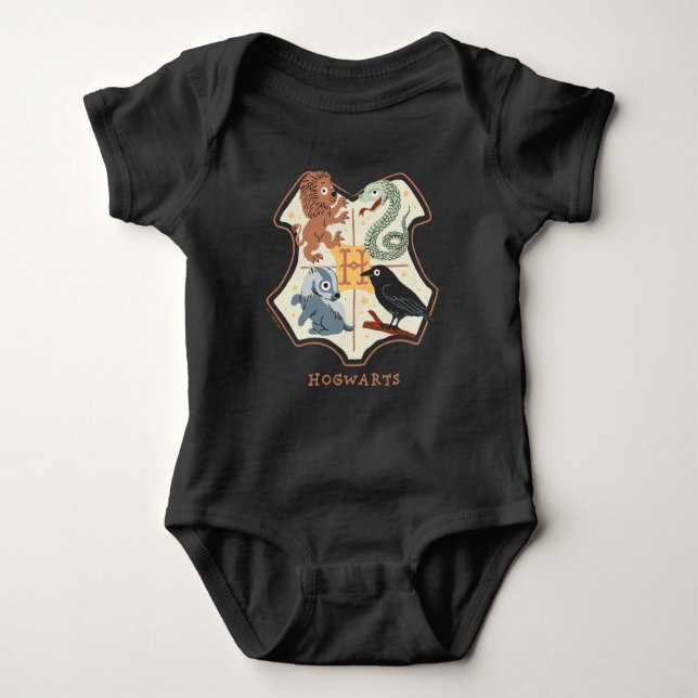 Cartoon Hogwarts Crest Baby Bodysuit (Front)