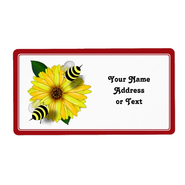 Cartoon Honey Bees Meeting on Yellow Flower (Front)