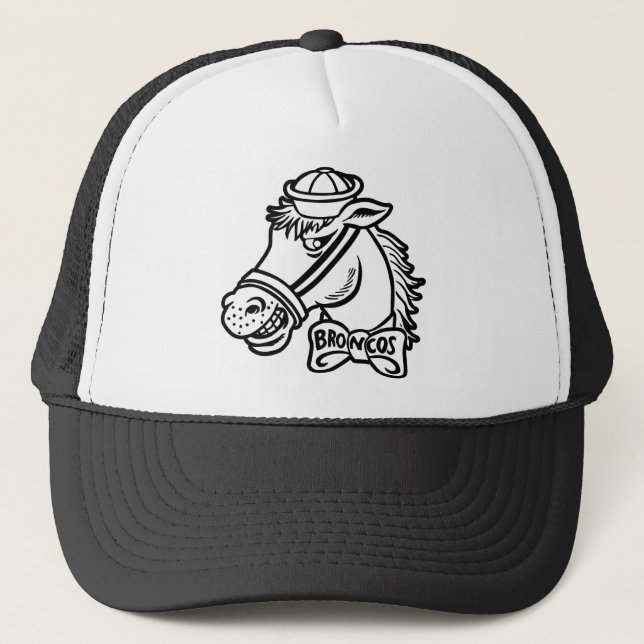 Cartoon Horse Bronc Broncos Trucker Hat (Front)