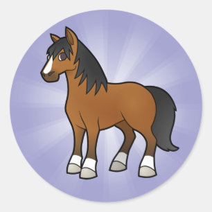 Cartoon Horse Classic Round Sticker