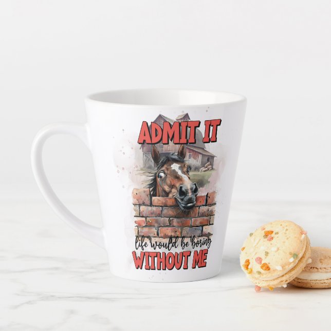 Cartoon Horse Latte Mug (In Situ)
